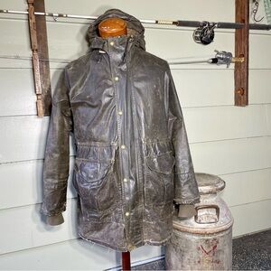 Filson Vintage Tincloth Oilskin Jacket, Outdoor, Rugged, Rendezvous, Hooded